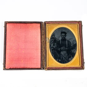 Civil War Soldier 1/4 Plate Tintype Anson Matte