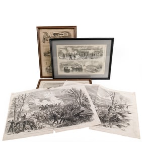 Civil War Framed Harper's Weekly, Leslies Ephemera