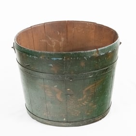Primitive Painted Wood Bucket