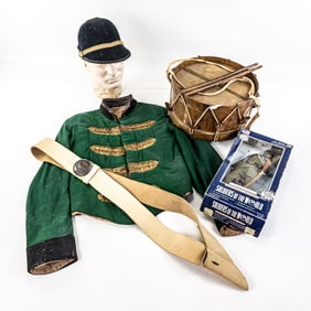 Costume Coat, Hats, Drum, Civil War Toy Figure
