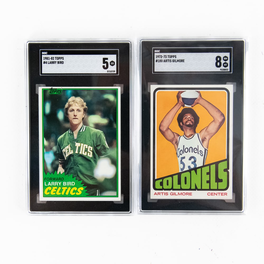 1972-73 Topps #180 Artis Gilmore SGC 8 +'81 Bird 5 (1 of 2)