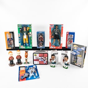 Assorted Sports Bobble Heads and Memorabilia
