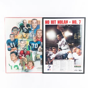 Autographed No Hit Nolan Ryan & Horning & Perry