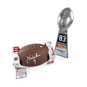 Jim McMahon AUTO Football & Willie Gault Trophy