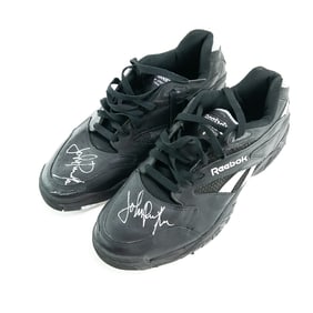 Pair of John Paxton Autographed Used Black Reeboks