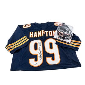 Dan Hampton HOF '02 Autographed Jersey Mini Helmet