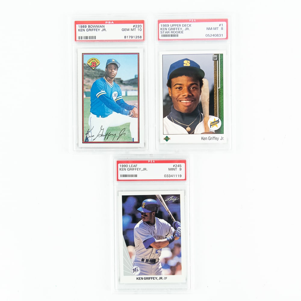 '89 Bowman & Upper Deck & '90 Leaf Ken Griffey Jr (1 of 12)