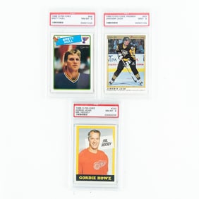 '69 Howe '88 Hull & '90 Jagr O PEE CHEE PSA Cards