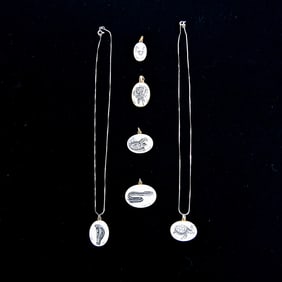 Lot of (6) Scrimshaw Necklaces and Pendants