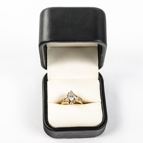 14k Gold Marquise Cut Diamond Engagement Ring