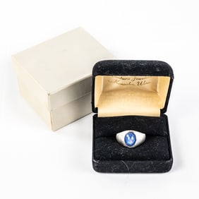 1940s Men's Star Sapphire White Gold Ring