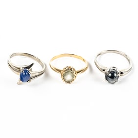 Ladies 10K Lapis Tahitian Pearl & Aquamarine Rings