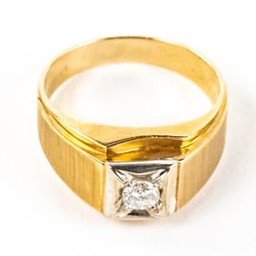 Men's Retro 14k Yellow Gold Diamond Ring Sz 10.25