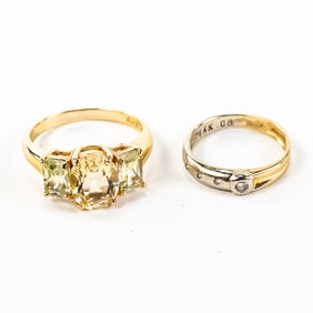 Ladies 14k Gold Peridot & Citrine Cocktail Ring ++