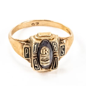 1980 Ladies 10k Yellow Gold "PS" Class Ring