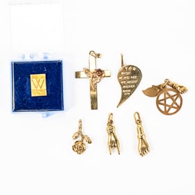 Collection of Assorted 14k Gold Pendants & 10k Pin