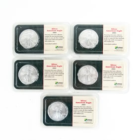 (5) Uncirc. 2003 American Eagle Silver Dollars
