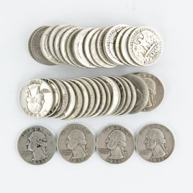 (40) Assorted 1950s Washington Silver Quarters 25C
