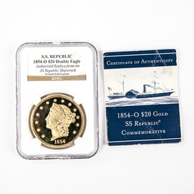 1854-O $20 Authorized SS Replica Shipwreck Coin