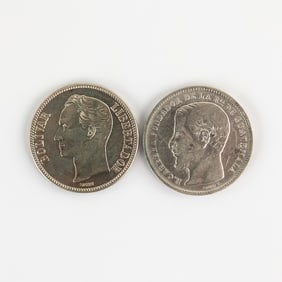 1870 Guatemala Un Peso 1936 Venezuela 5 Bolivar