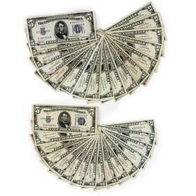 33 1934-1963 $5 Dollar Silver Certificate US Notes