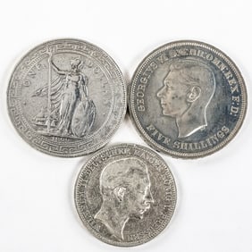 1899 Great Britain Trade Dollar 1908 German 3 Mark