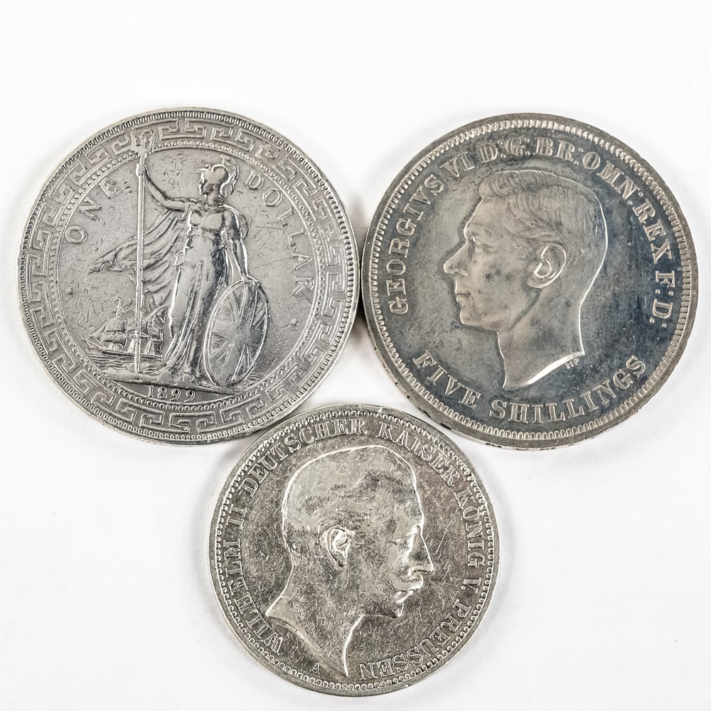 1899 Great Britain Trade Dollar 1908 German 3 Mark (1 of 2)