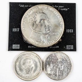 '52 &'53 Hidalgo Silver Cinco Pesos '71 Balboa +++