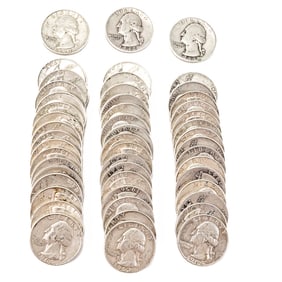 (50) Assorted Washington 90% Silver Quarters 25C