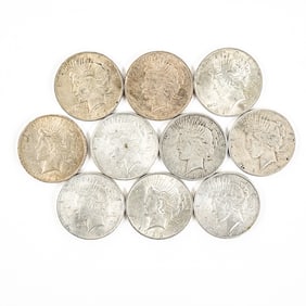 (10) 1922-1926 Peace Silver Dollars $1