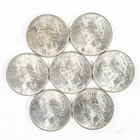 (7) AU-MS 1923 Peace Silver Dollars $1