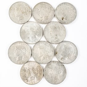 Collection of (10) 1923 Peace Silver Dollars $1