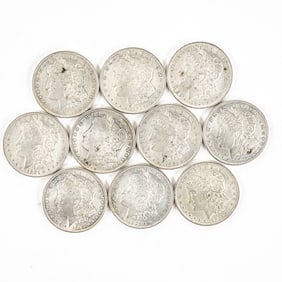 (10) XF-AU 1921 Morgan Silver Dollars $1