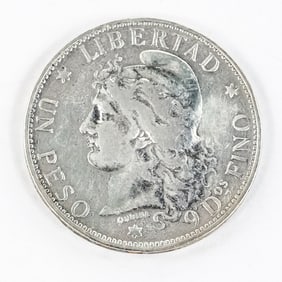 Scarce 1882 Argentina Un Peso Silver Libertad
