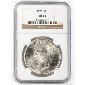 1925 Peace Silver Dollar $1 NGC MS 65
