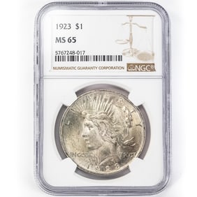 1923 Peace Silver Dollar $1 NGC MS 65