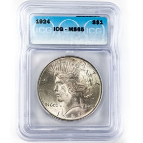1924 Peace Silver Dollar $1 ICG MS 65