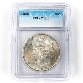 1925 Peace Silver Dollar $1 ICG MS 65