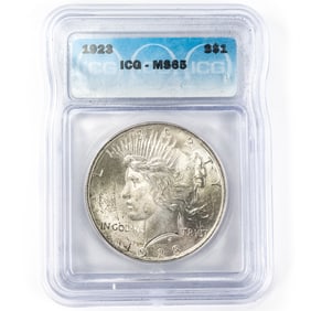 1923 Peace Silver Dollar $1 ICG MS 65