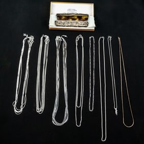 19th Century 800 Silver Comb & Sterling Necklaces