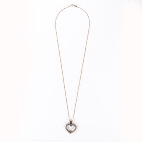 14K Necklace w/ 10K Diamond Accented Heart Pendant