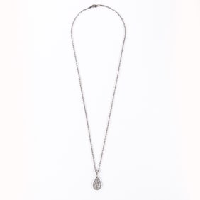 Vintage 18" 14K White Gold Teardrop Necklace