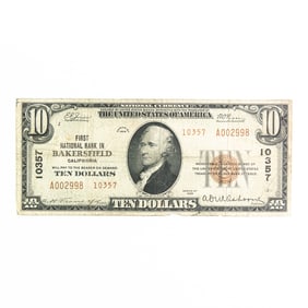1929 1st Nat'l Bank in Bakersfield CA $10 Ch10357