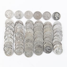 (60) Assorted Washington 90% Silver Quarters 25C