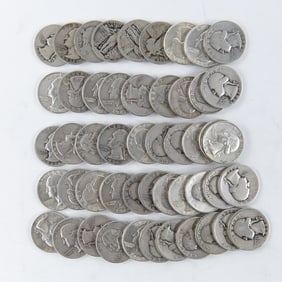 (50) Assorted Washington 90% Silver Quarters 25C