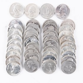 (40) Assorted Washington 90% Silver Quarters 25C