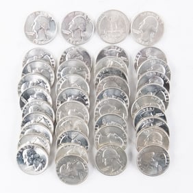 (40) AU-BU 1964 Washington Silver Quarters 25C