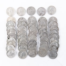 (50) Assorted Washington 90% Silver Quarters 25C