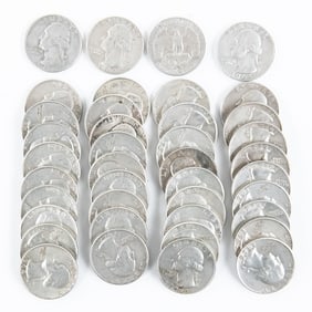 (40) 1964 Washington 90% Silver Quarters 25C