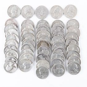(50) Assorted Washington 90% Silver Quarters 25C